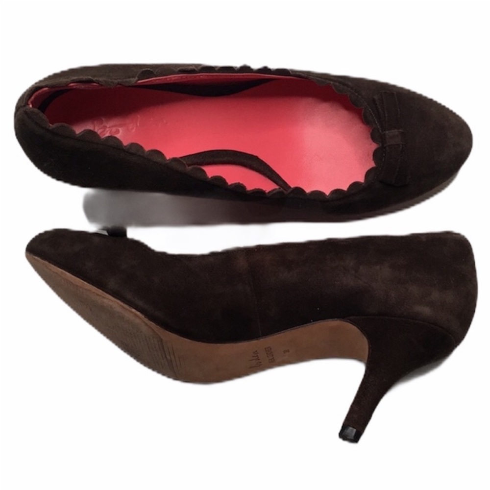 Boden Brown Leather Scalloped Heels Sz38/7…
